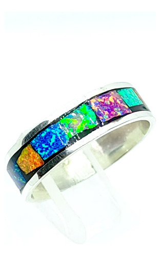 Anillo Churumbela De Opalo Multicolor Plata 925