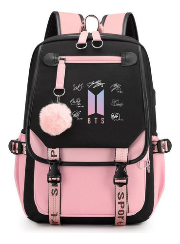 Mochila Elegante De Tecido Oxford Inspirada Em Bts Com Carre