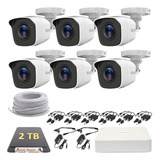 Paquete Kit 6 Cámaras Hd 720p Cctv Disco 2 Tb Baluns 120mt