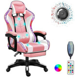 Silla Gaming Ergonómica Con Altavoces Y Luces Led, Cómoda Co