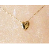 Collar Corazón Pequeño Cadena Delgada 46cm Oro Sólido 14k