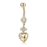 Arete Ombligo Piercing Corazon Quirurgico Zirconia Po1087