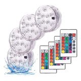 Luz Led Rgb Sumergible Paquete 4pcs Iluminacion Piscina