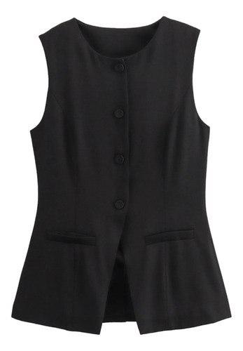 Traje De Negocios Para Mujer, Casual, Con Botones, Sin Manga