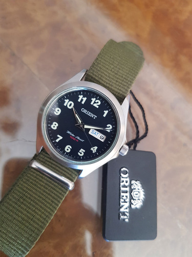 Orient Tipo Militar Day Date Reloj Con Estuche Y Manual