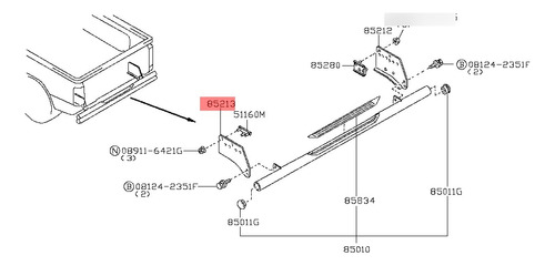 Base Soporte Parachoque Trasero Nissan Frontier D22 Foto 3