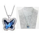 Collar De Mariposa Cristales + Estuche