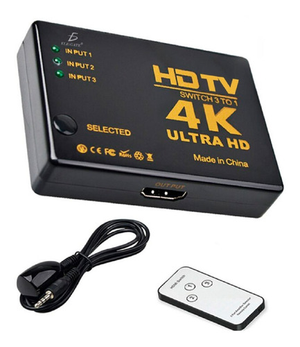 Adaptador Switch Hdmi 3 A 1 Con Control Remoto