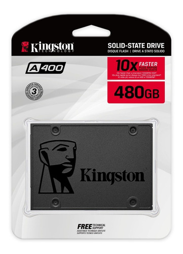 Ssd Disco Sólido Kingston Sa400s37/480g 480gb Preto Com Nf