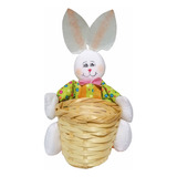 Canasto De Mimbre Conejo Para Huevos De Chocolate 13x25cm