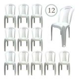 Kit 12 Cadeiras Plástica Jardim Igreja Branca Clássica