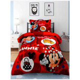Cobertor De Niña Minnie 1.5 Plaza Rojo Hermoso Diseño