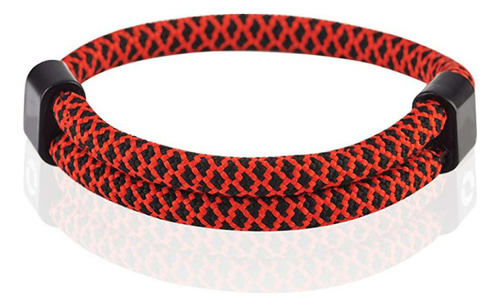 Pulsera Nautica Para Hombre O Mujer Ajustable Cuerda Milan Color Rojo Diámetro 8 Cm