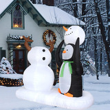 Pingüino De Navidad De 7 Pies Con Muñeco De Nieve Inflable P