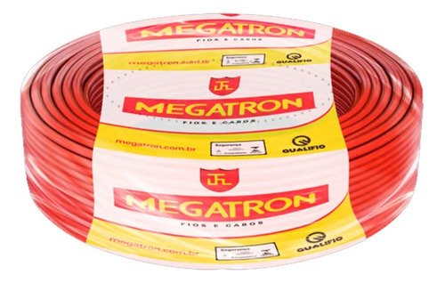 Cabo 6mm Flexivel 50 Metros Megatron Rolo De Fio 6mm 50m Cobertura Vermelho