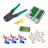 Ponchadora Rj45 + Pelacable + Tester De Red + Plugs Rj45 