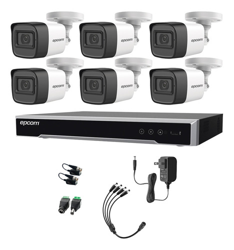 Epcom Kit De Camaras De Seguridad Exterior Metalicas Con Micrófono Integrado Modelo B50kit-plus6-sc Video Vigilancia Turbohd 1080p Cctv 6 Cámaras Bala