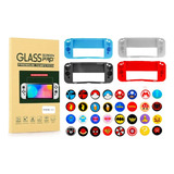 Funda Y Gomas Silicon+ Cristales Para Nintendo Switch Oled