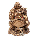 Rindo Buda Riqueza Sorte Na Estátua Do Sapo Do Dinheiro