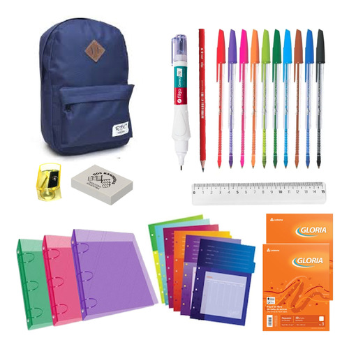 Kit Set Utiles Escolares Secundaria 19 Productos Mochila