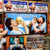 Cartel Chapa Vinatge Messi Y Diego Maradona Apto Exterior