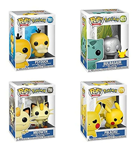 Funko Pop! Pokemon Juego De 4 (plateado Metálico)