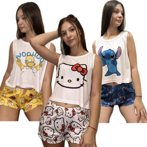 Pijama Animado Short Y Musculosa Varios Modelos Modal Premiu