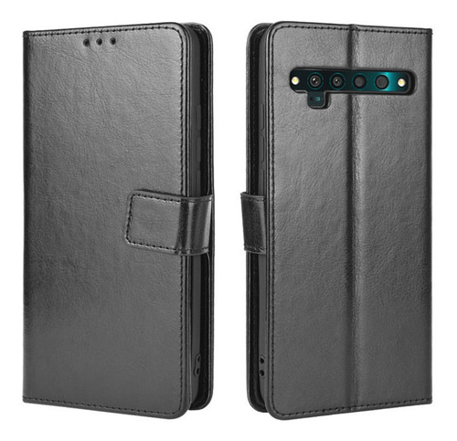 Funda De Anticaída Para Tcl 10 Pro Cuero Flip Billetera