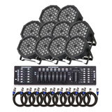 10 Canhão Refletor Led Rgbw 36 Led + Mesa Dmx + Cabo 10m