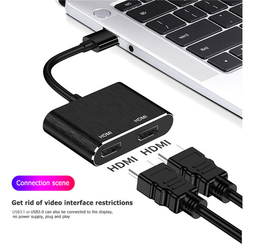 Adaptador Usb C A Vídeo Externo Dual Hdmi Compatible Con Win