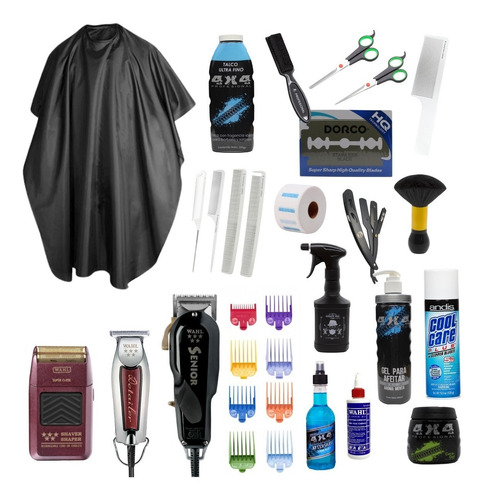 Kit Insumos Barberia + Detailer, Senior De Cable Y Shaver