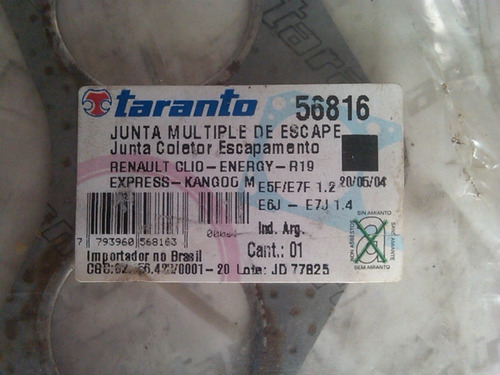 Junta Empacadura Escape Renault Clio Energy R19 Kango Expres Foto 3