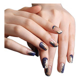 Uñas Sticker Efecto Gel Tiolla Newtro Marble Blue