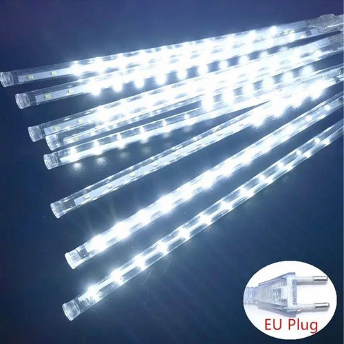 Luces Led Lluvia De Meteoros Navidad Set 8 Tubos 50 Cm