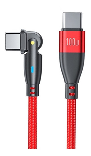 Cable De Carga Rápida Usb-c Giro 180° 1,8mt 100w 5a Rojo