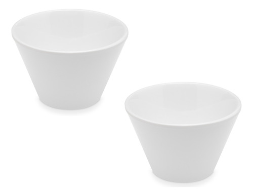 Set X 2 Bowl Cuencos Recipiente Cerámica Blanca Brillante Or