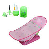 Cadeira Banheira Rosa Infantil Bebê 9kg + Kit Manicure Baby