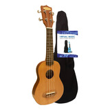 Ukelele Soprano De Madera Media Caja + Funda + Guia Acordes