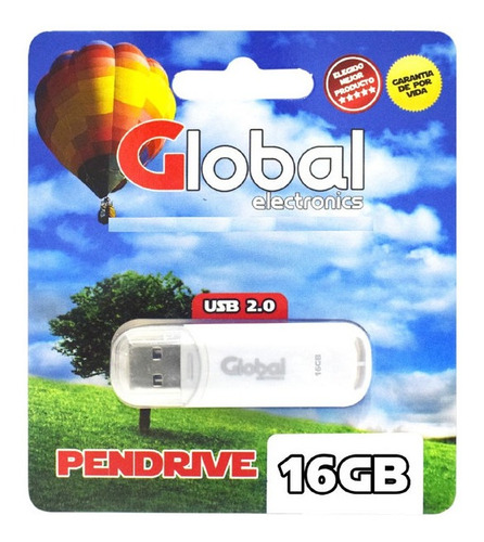 Pendrive Blanco Global 16 Gb Usb 2.0 Memoria Micro Flash X10