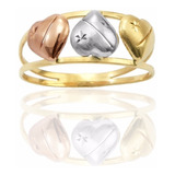 Anel De Ouro 18k Amarelo, Branco, E Rose (an-003)