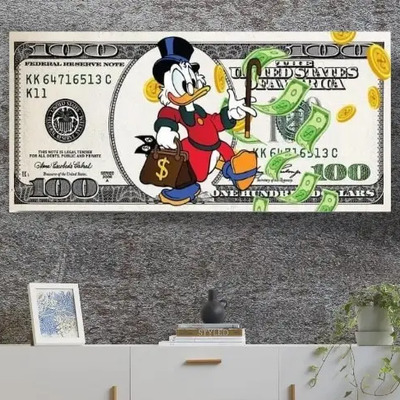 Cuadro Decorativo Canvas Billete Dollar Mc Pato 03 Billete Dollar 02 Bastidor De Madera