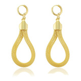 Aretes Oro 14k Lam Elegante Colgante Mujer Regalo Fiesta Mod