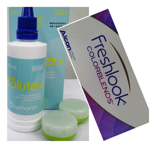 Lentes Cosmeticos Frehlook De Colores+estuches+liquido 50ml