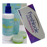 Lentes Cosmeticos Frehlook De Colores+estuches+liquido 50ml