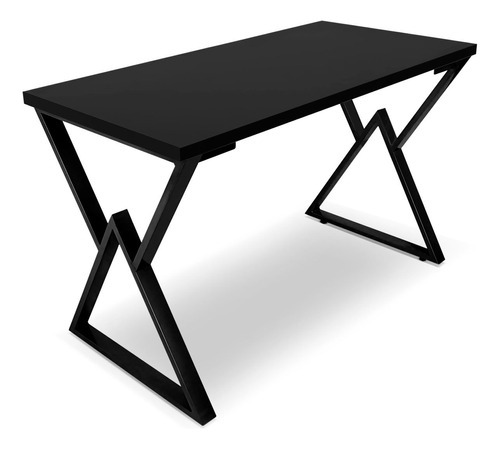 Mesa P/ Escritório Jantar Gamer Omega 1,20x0,60 Em Aço Cor Preto/preto