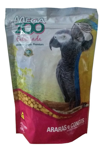 Ração Megazoo Extrusada Para Arara E Papagaio Do Congo 600g