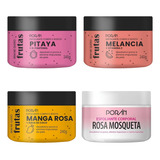  Esfoliante Corpo E Rosto Porán Kit C/4 Unid Fragrância Melancia, Pitaya, Manga Rosa E Rosa Mosqueta 240 G