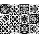 Vinilos Decorativos 12u. 15x15cm Azulejo Deco Blanco Y Negro