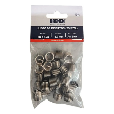 Set X25 Insertos P Roscas M 8 X 1.25 Inoxidable Bremen 7474 | MercadoLibre