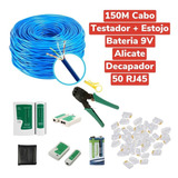 Kit 150m Cabo Rede + Testador + Alicate + 50 Rj45 + Bateria